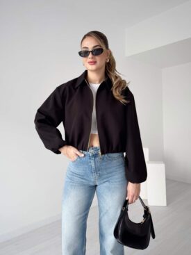 Bomber doublé à fermeture éclair dorée